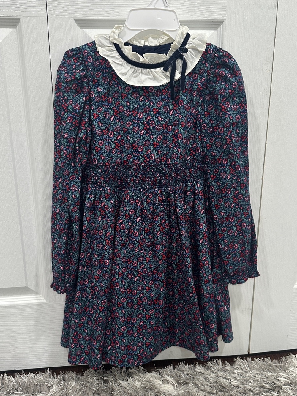 Janie and Jack Navy Floral Ruffle-Collar Dress